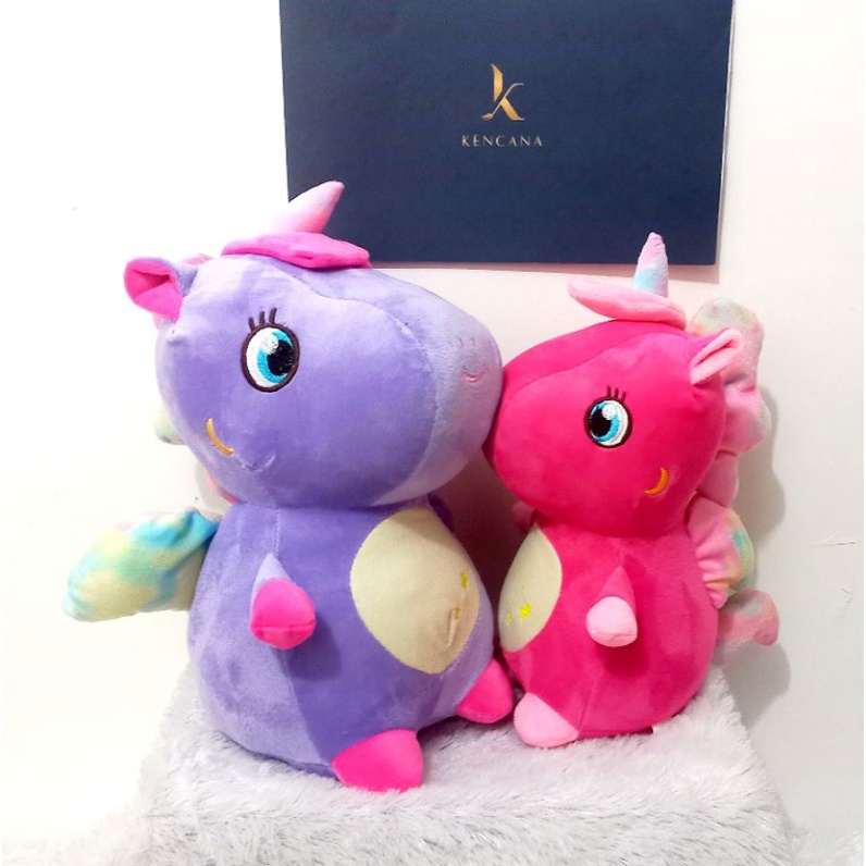 Boneka Unicorn Gendut Sayap 40cm Mainan Mewah halus dan lembut