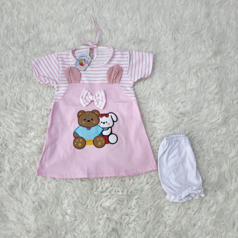 baju bayi perempuan dress BEAR baby girl