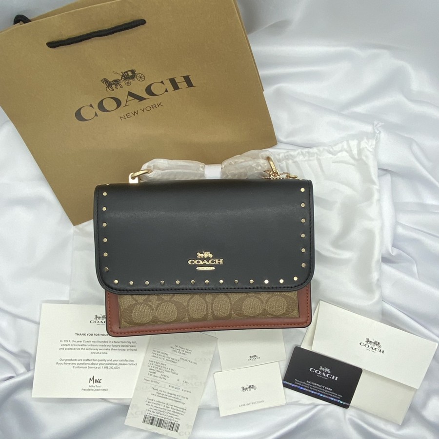 COACH KLARE CROSSBODY in SIGNATURE CANVAS WITH RIVETS