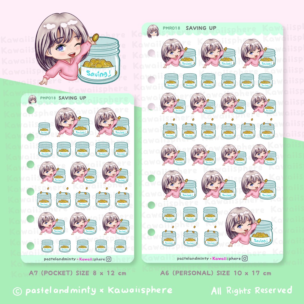 

Saving Up Sticker | A6 / A7 Ring Binder Planner Refill Money Management Pastelandminty