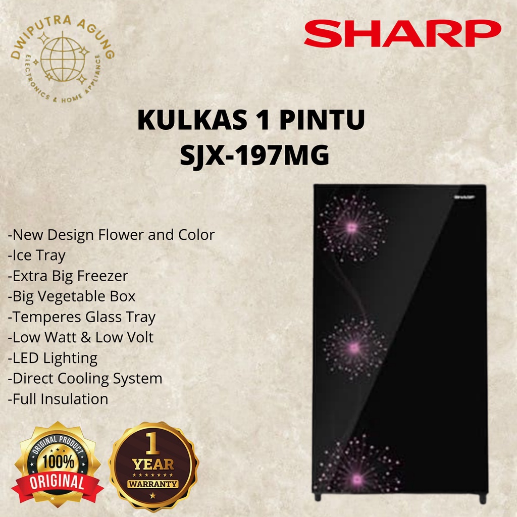 KULKAS SHARP SJX 197 MG LEMARI ES 1 PINTU SJX197MG SJX 197MG SHINE