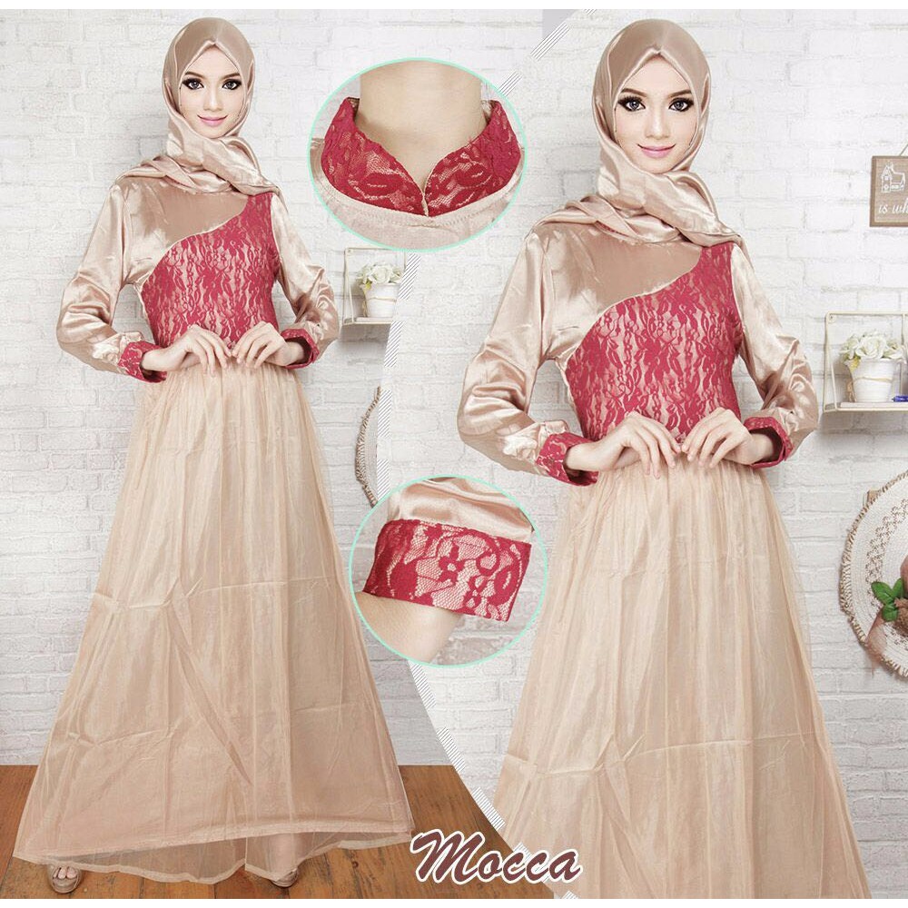 Maxi Dress Brukat Tile / Busana Muslim / Baju Muslimah