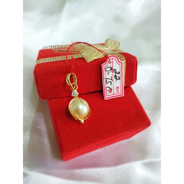 DIJAMIN ASLI BERSERTIFIKAT LIONTIN MUTIARA LAUT RANGKA EMAS 22 KARAT LIONTIN MUTIARA LAUT GRADE A LO