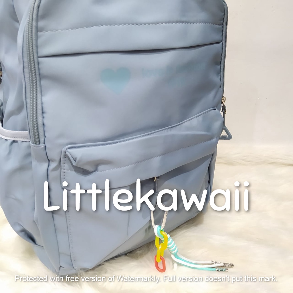 LK/Tas Ransel Laptop Backpack Parasut Sekolah Fashion Anak Remaja Love Heart Gantungan Import