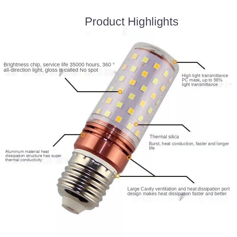 E14 Small Screw Mouth E27 Big Screw Mouth LED Corn Bulb/Berubah Warna Smart LED Super Terang Lampu Hemat Daya Untuk Penerangan Rumah/Rumah Tangga Yang Dapat Diganti E27 LED Light Bulb