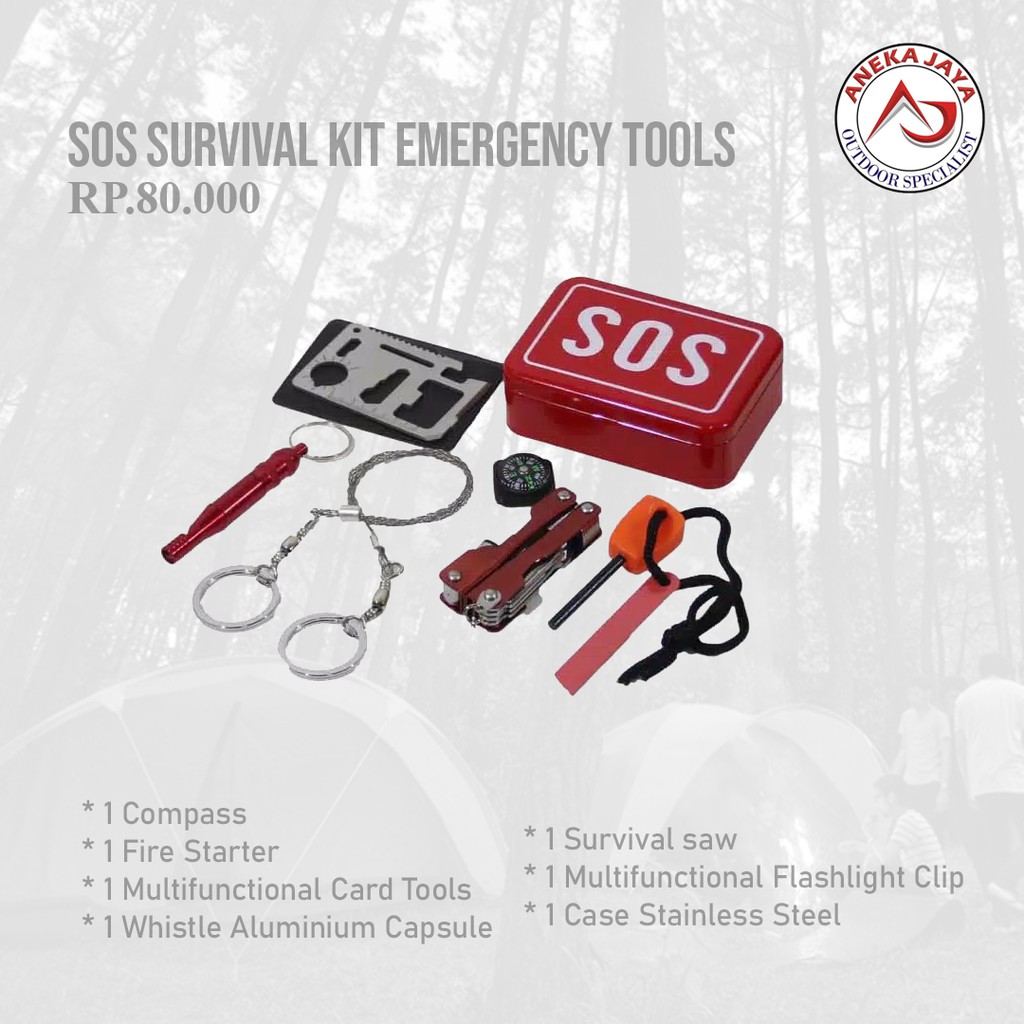 SOS SURVIVAL KIT EMERGENCY TOOLS CAMPING