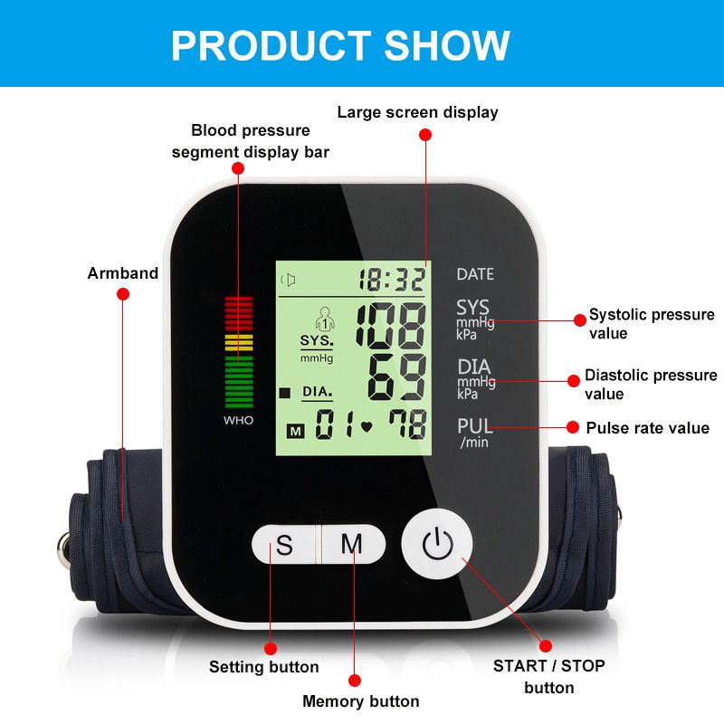 Tensi Darah Alat Ukur Tekanan Darah Electronic Blood Pressure Sphygmomanometer with Voice