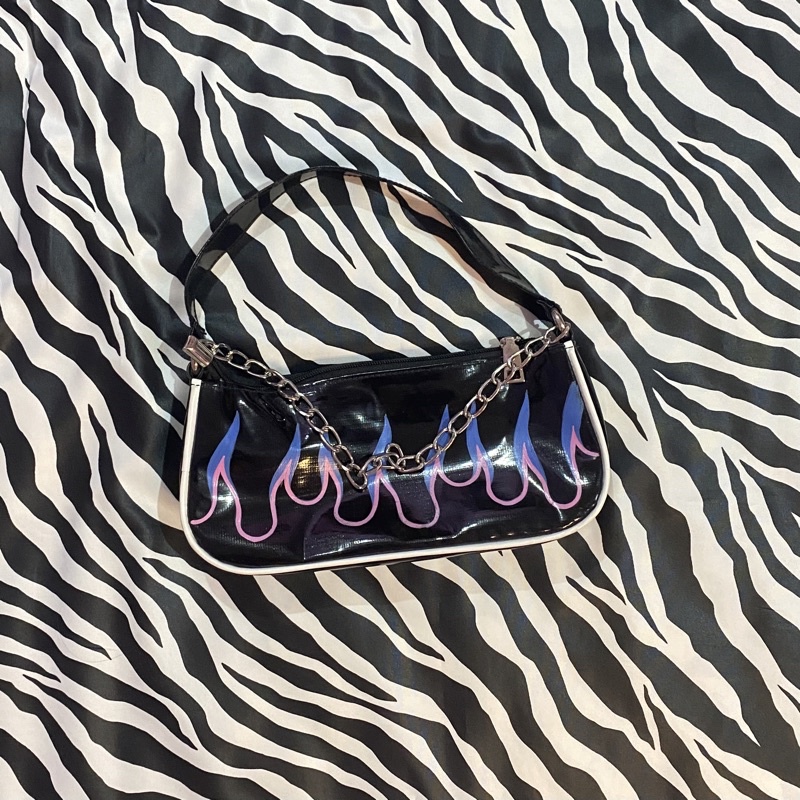 preloved tas flame chain vintage shoulder bag