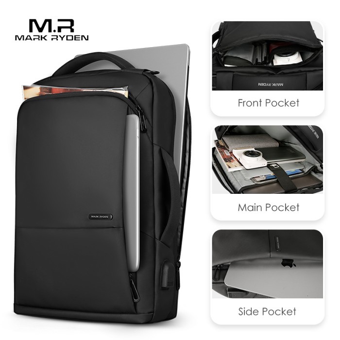 misi- Tas Backpack MARK RYDEN MR9533 Original Ransel Laptop 15.6" Inch USB