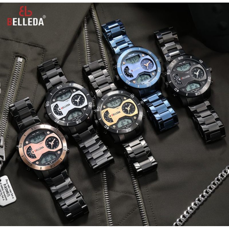 BELLEDA 9258 Jam Tangan Pria Rantai Analog digital ORIGINAL Fashion Anti Air