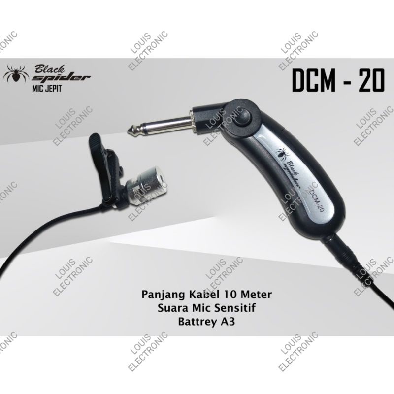 Mic Clip On Jepit Mic Imam Masjid Black Spider DCM20 DCM-20 ORIGINAL