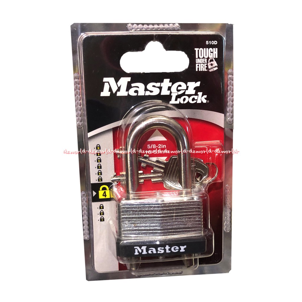 Master Lock Padlock Gembok Kunci 16-51mm Kotak Tahan Api Masterlock Pad Lock Stainless Steel Alat Keamanan Rumah