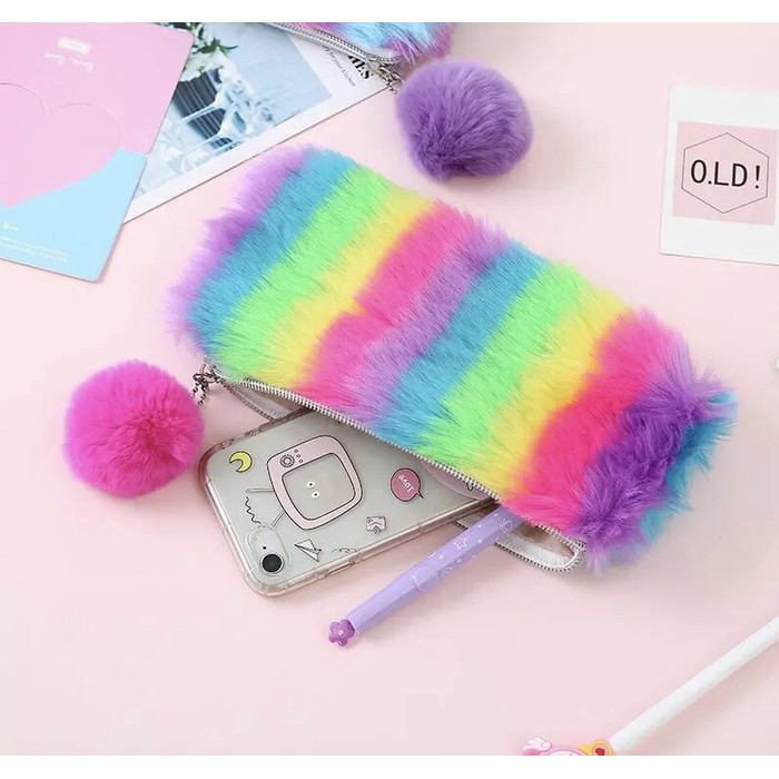 

Promo Tempat pensil bulu rainbow unicorn kawaii Diskon