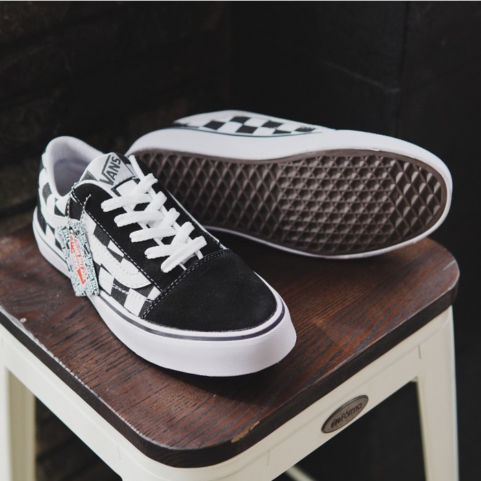 Sepatu Vans Oldskol Checkerboard Black White Hitam Putih Motif Catur Kotak Kado Hadiah sepatu sneakers wanita sepatu sneakers pria