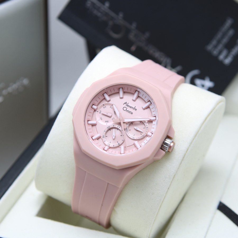 [Free Baterai] JAM TANGAN WANITA ALEXANDRE CHRISTIE AC 6590 RUBBER ORIGINAL GARANSI RESMI 1 TAHUN