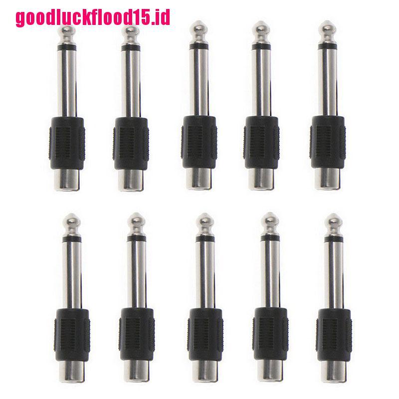 {LUCKID}10 Pcs RCA Female Jack To 6.35mm 1/4&quot; Male Mono Plug Audio Adapter Connector