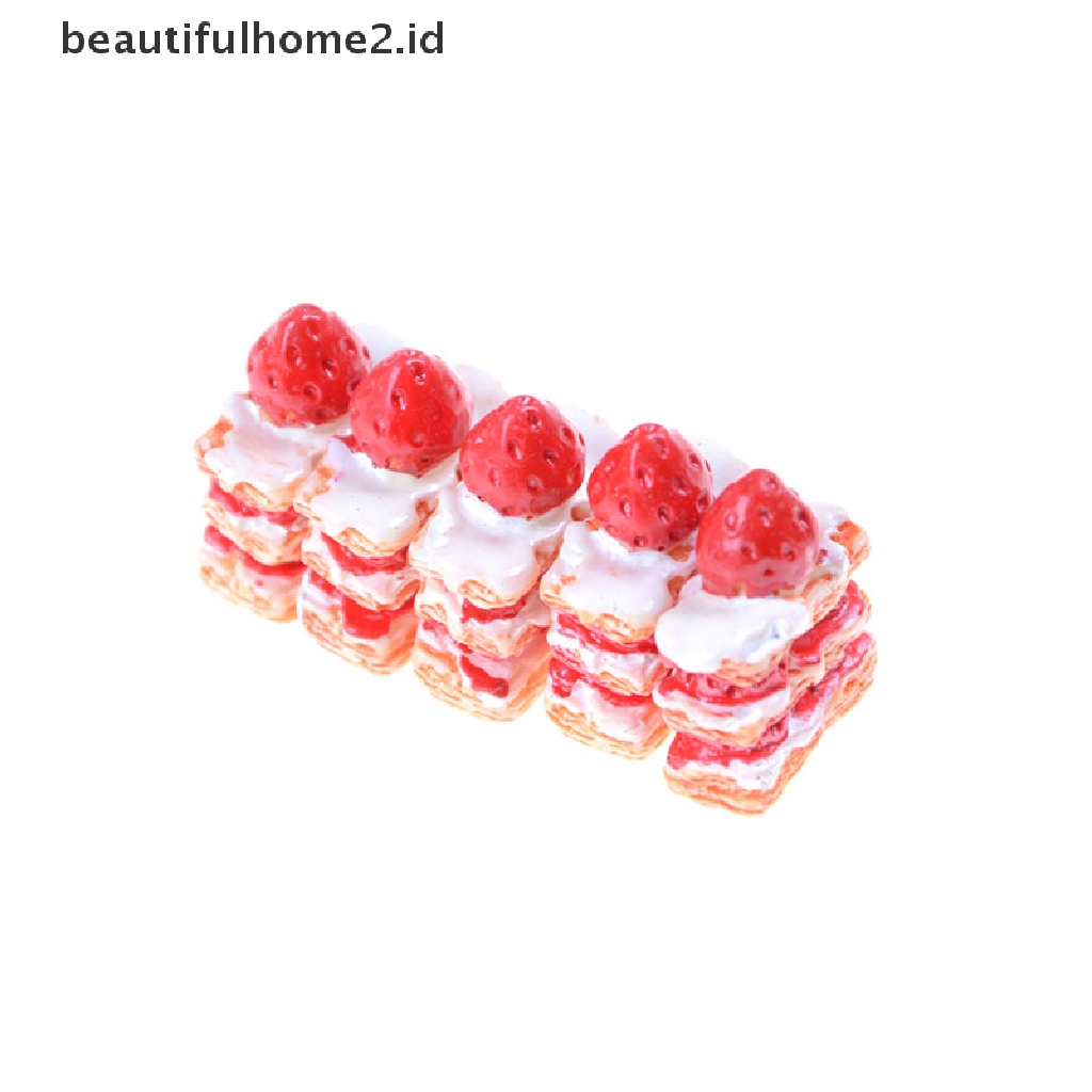 (Beautifulhome2.Id) 5pcs Miniatur Kue Krim Stroberi Untuk Dekorasi Rumah Boneka