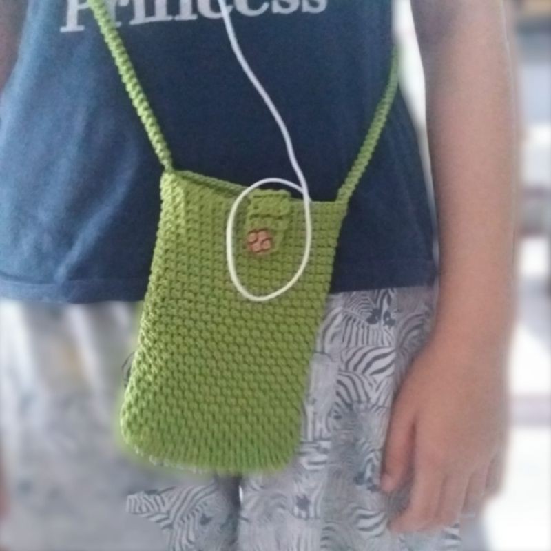 tas selempang handphone wanita rajut mini bag rajutan benang