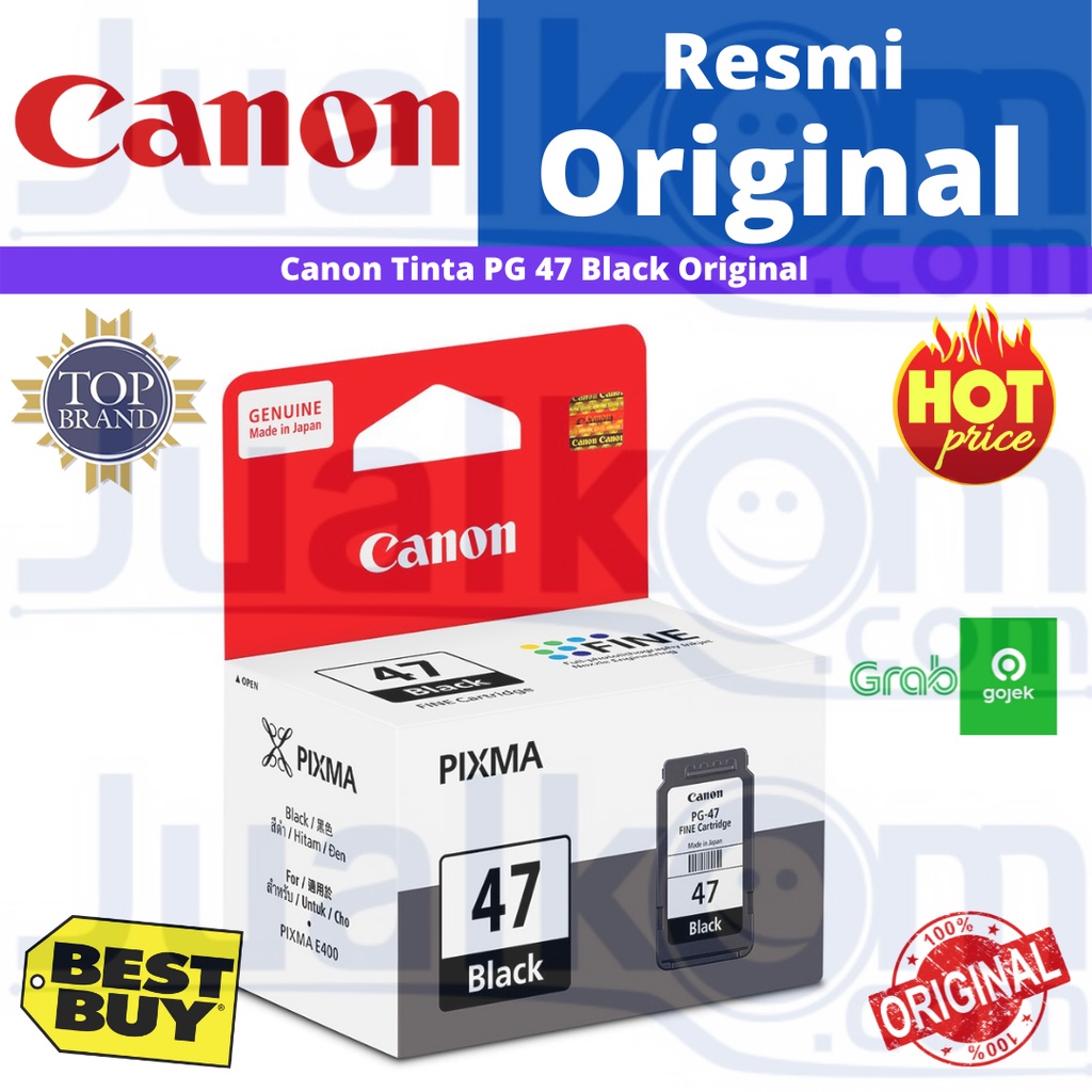 Canon Tinta PG 47 Black Original PG-47 Cartridge PG47 Hitam