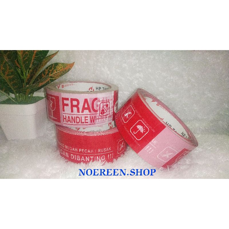 Lakban Fragile Merah & Putih 100 Yard