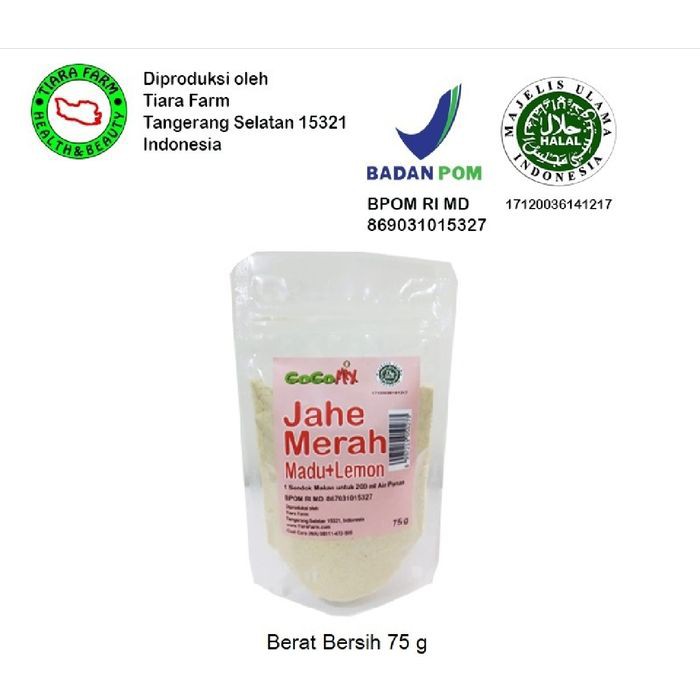 

GogoMix Tiara Farm - Jahe Merah Madu Lemon - 75 Gr