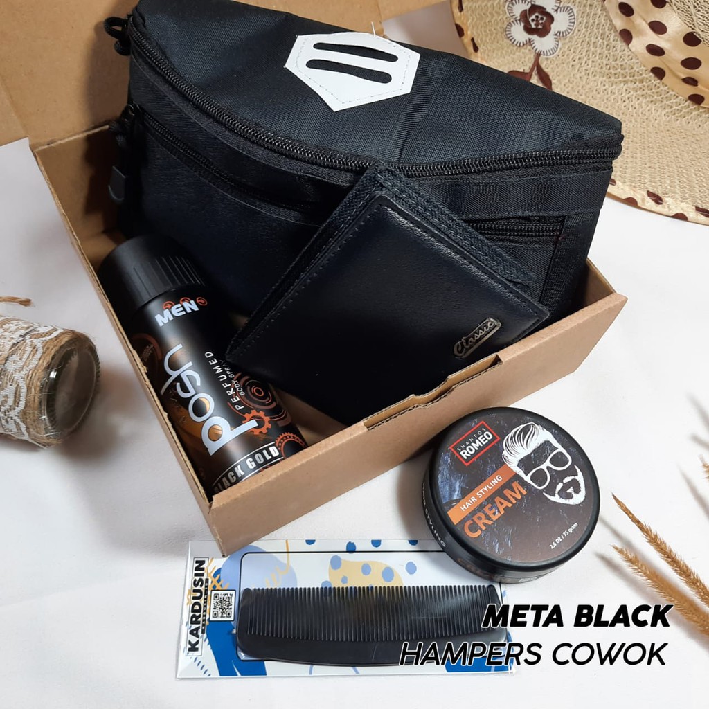 

Hampers Box Termurah / Gift Box / Kado Ulang Tahun Cowok, Pacar Gebetan Meta Black