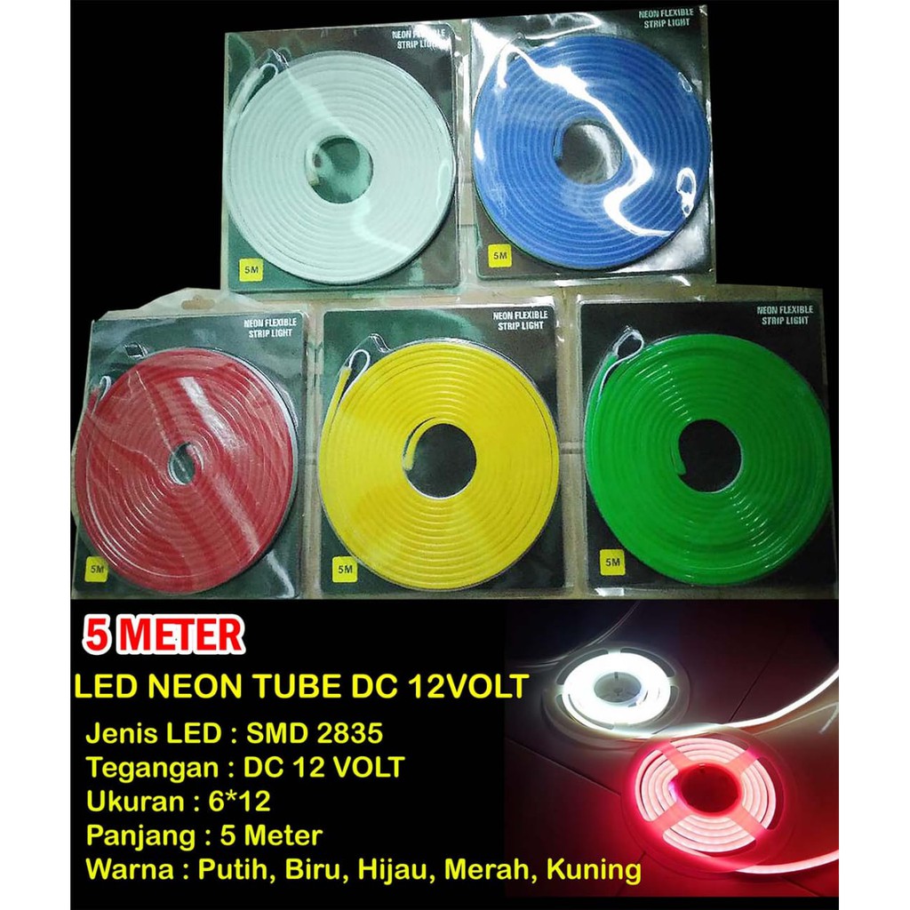 lampu led Neon Flex Led Selang Huruf led neon Tube Strip 5 meter DC 12 V