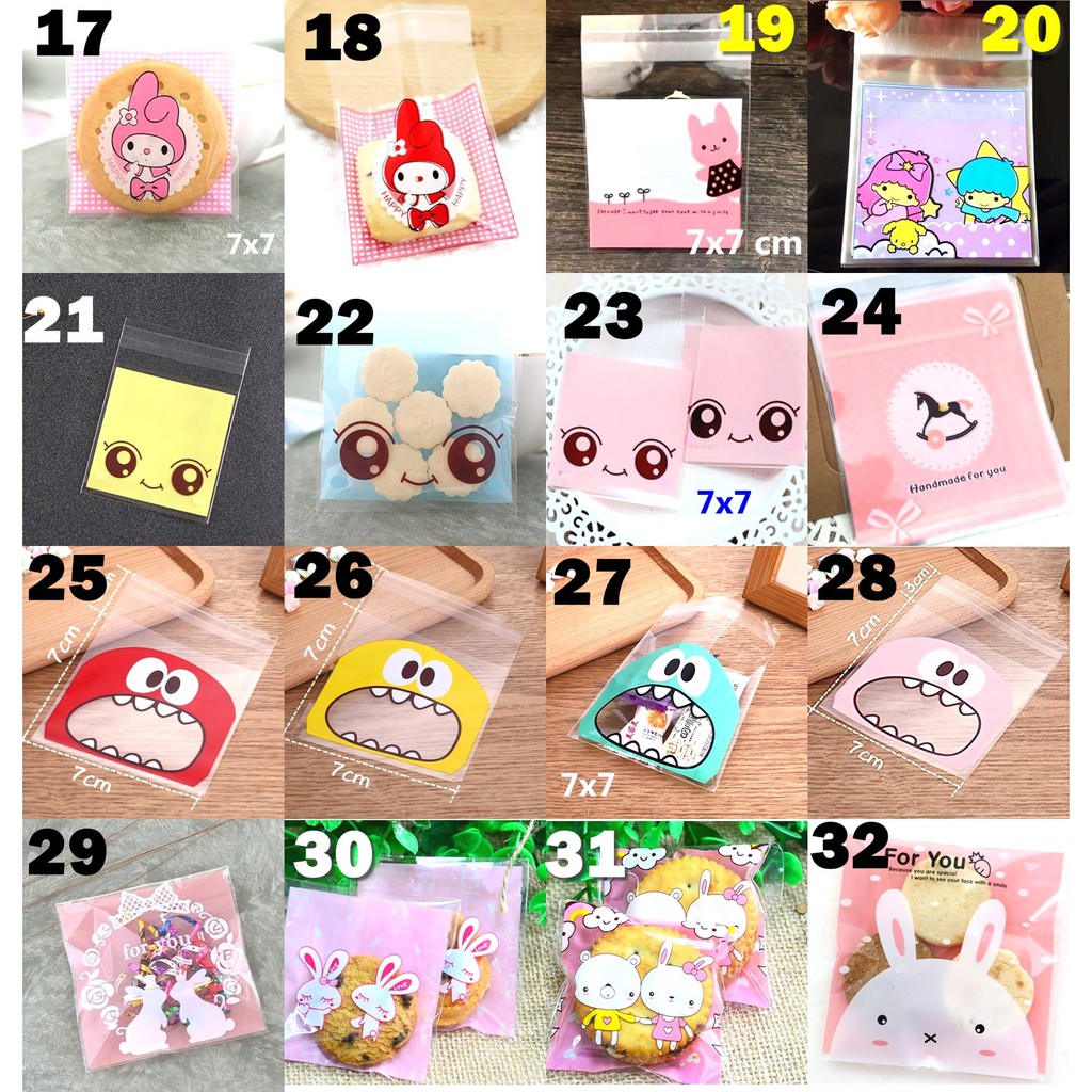 Supplier Grosir Plastik Kue Cookies Bag Fancy Kantong Permen OPP Terlengkap Termurah 7x7 + 3cm