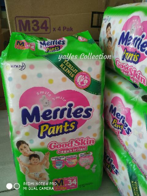 Merries pants S40 M34 L30 XL26 popok meris S 40 M 34 XL 26 celana good skin cegah iritasi meries