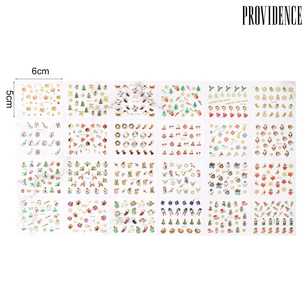 Providence 24Pcs/Set Nail Sliders Christmas Patterns Non-Fading Colorful Xmas Decorations Mix Colorful Transfer Foil for Manicure