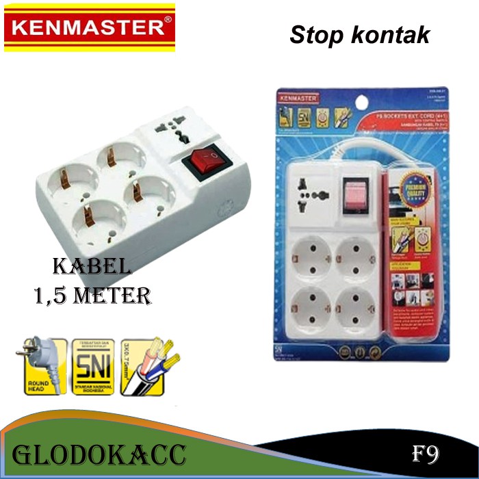 Stop Kontak 4 Lubang + 1 / Kenmaster Terminal Colokan Listrik 4+1 Socket f9