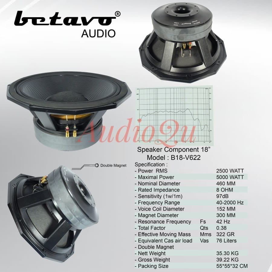 SPEAKER KOMPONEN BETAVO B18-V622/ B18 V 622/ B18V622 18 INCH