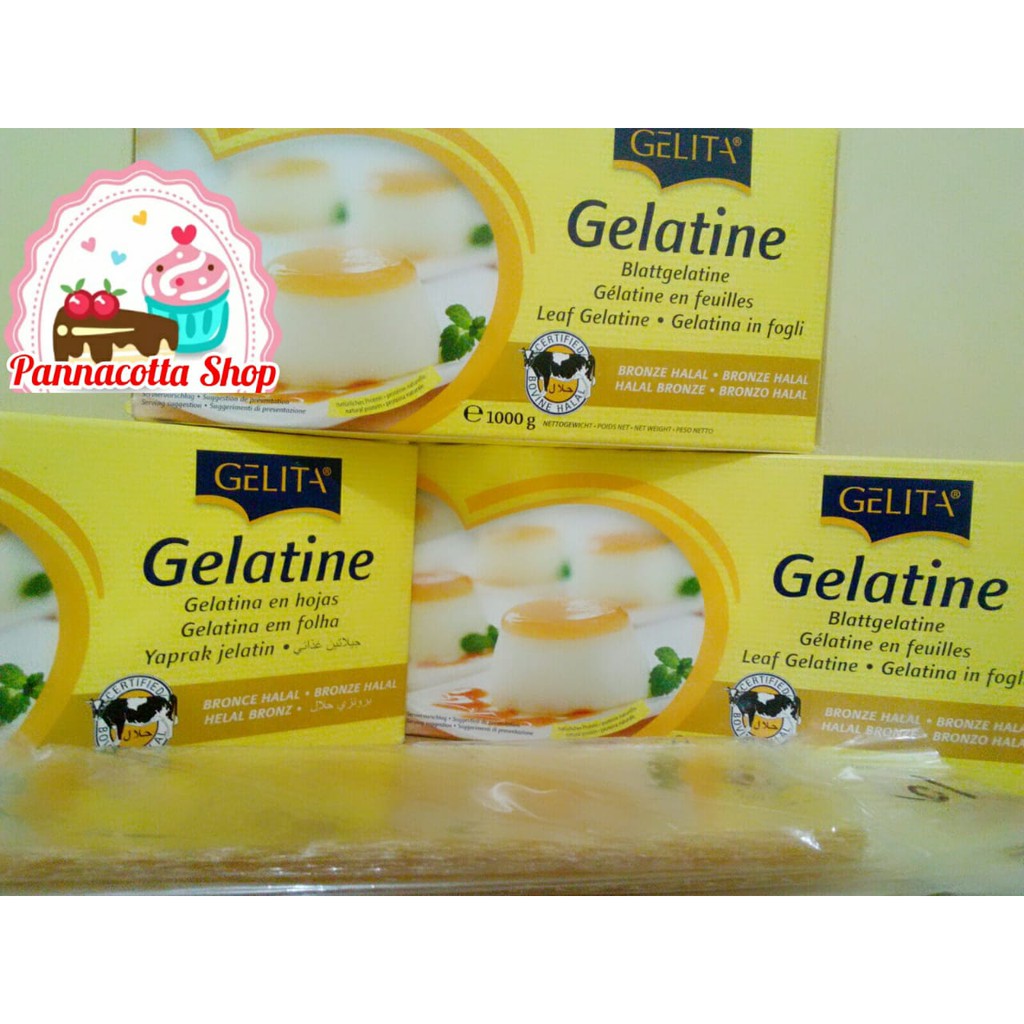 

Gelatine Gelita "10" lembar ( Halal ) bonus 1 lembar