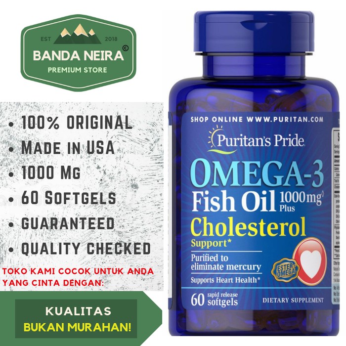 Puritan's Pride Omega-3 Fish Oil 60 Softgel 1000 Mg