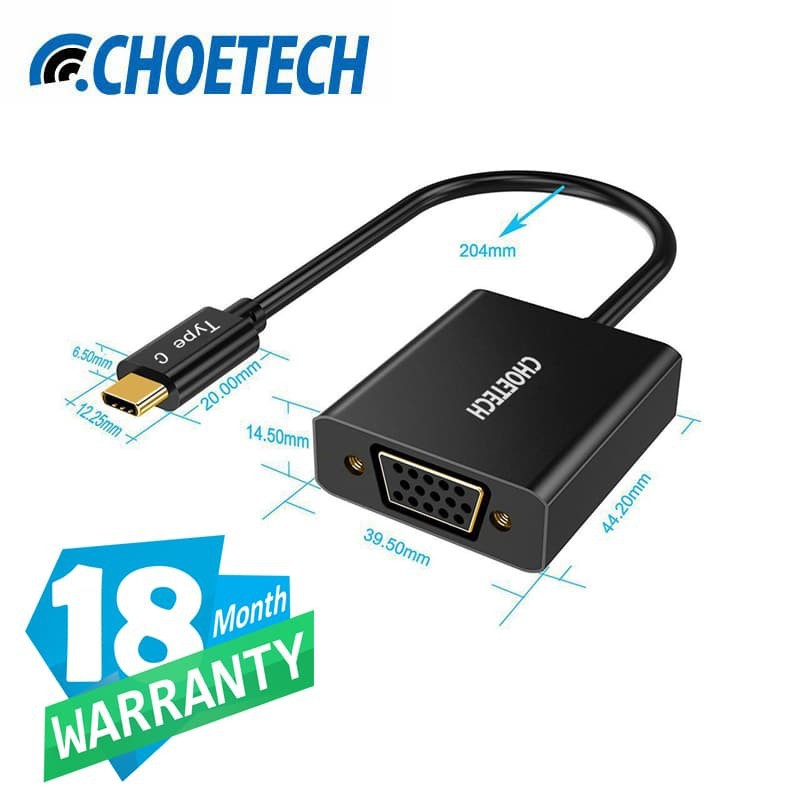 Type c to vga converter choetech 1080p full hd hub v01 - Konverter Usb-c male to vga female