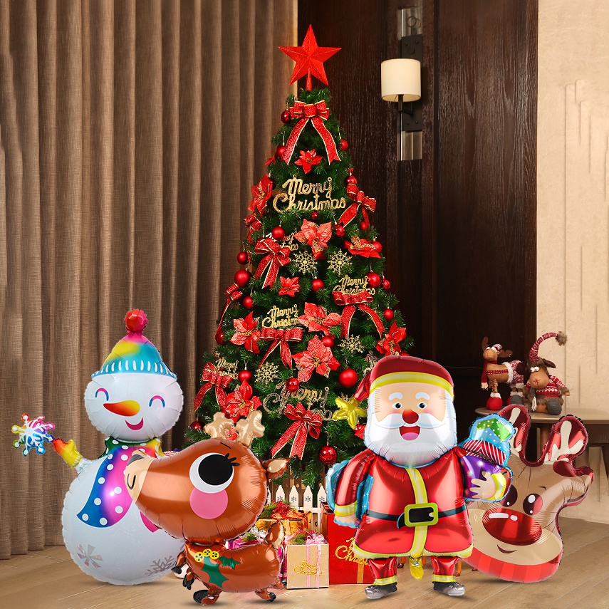 Balon Desain Santa Claus Elk Snowman Bahan Aluminum Film Untuk Dekorasi Rumah