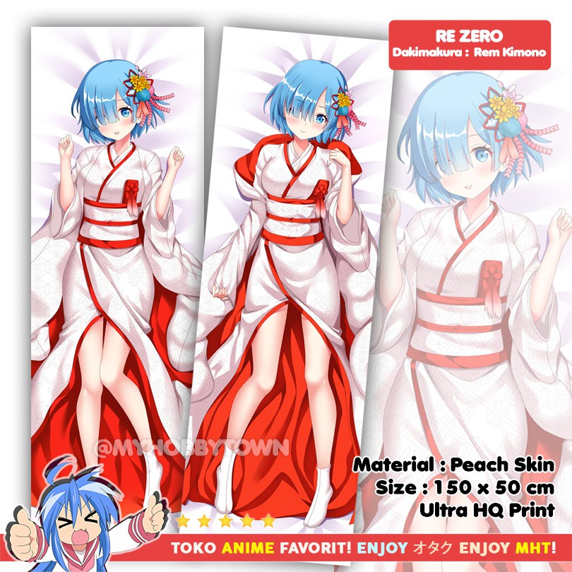 Sarung Bantal Anime Dakimakura Re:Zero : Rem White Kimono Wedding