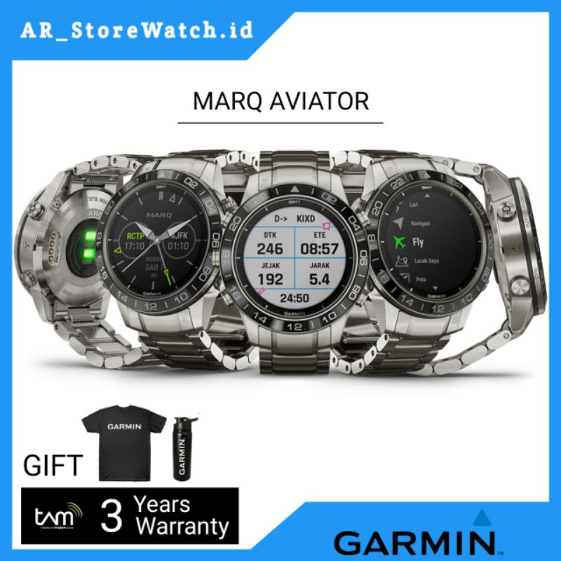 GARMIN Marq Aviator Stainless Steel Jam Tangan Smartwatch Original Tam & Garansi Tam