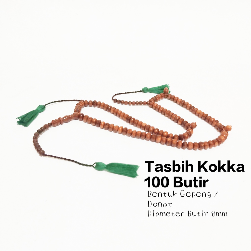 Tasbih Kayu Kokka Donat Gepeng Asli 8mm 100 Butir Cokelat