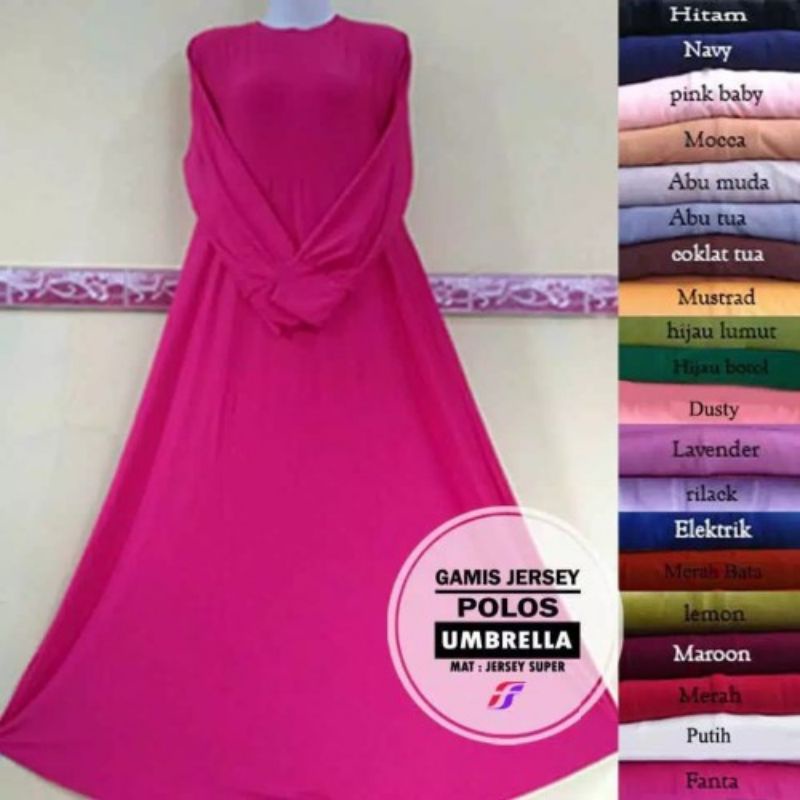 PROMO Gamis Jersey polos warna pink panta || Gamis Jersey Full pink panta