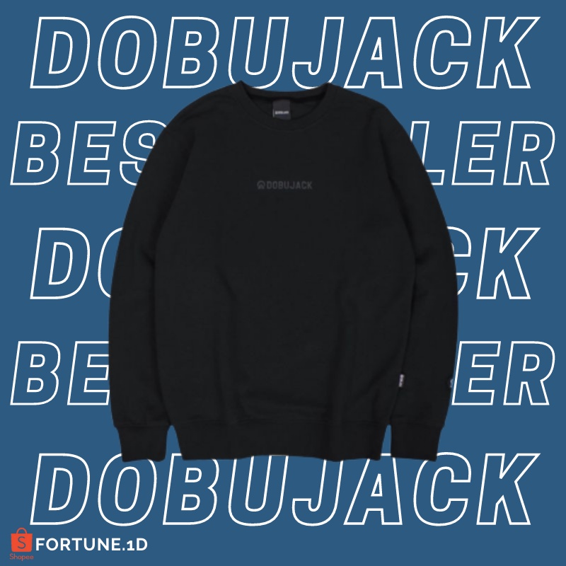 SWEATER DOBUJACK LITTLE LOGO HITAM | DOBUJACK SWEATER | CREWNECK DOBUJACK | CN DOBUJACK | SWEATER PR