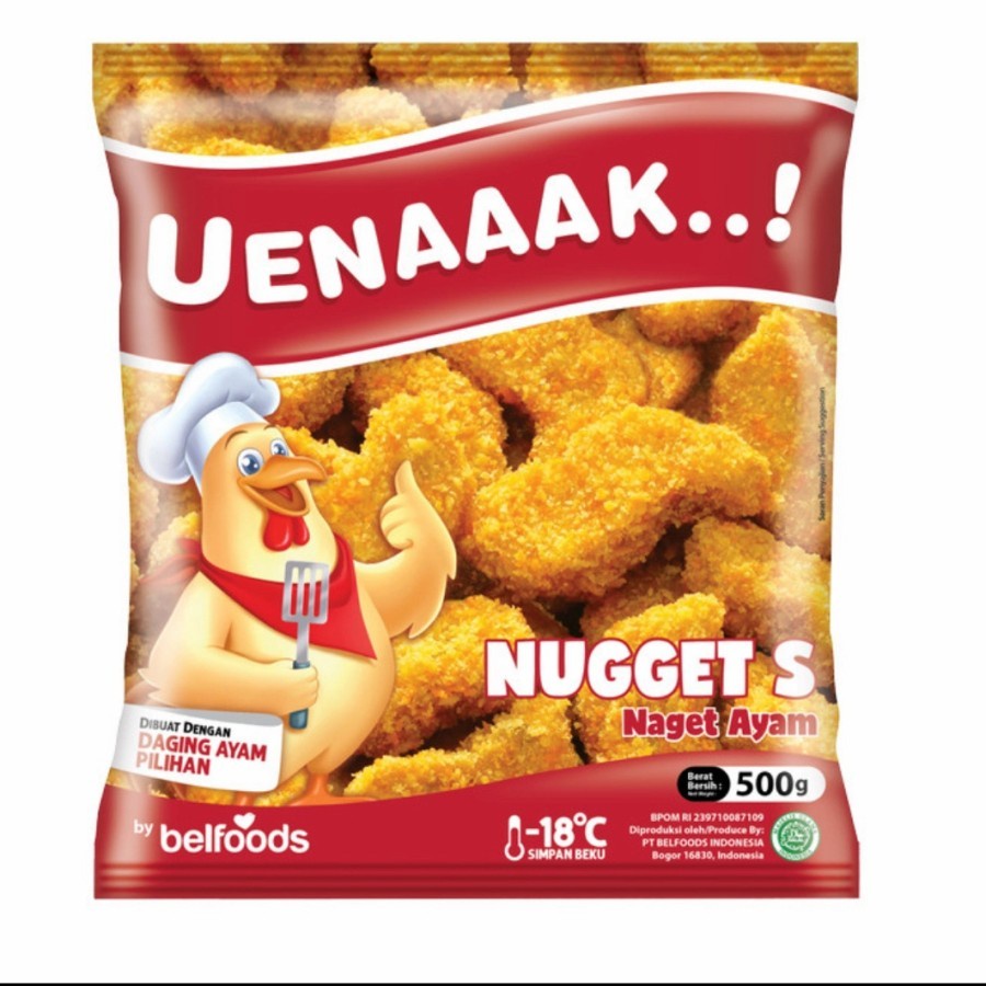 

NAGET S AYAM BELFOODS UENAK 500GR HALAL CHICKEN NUGGET UENAAAK