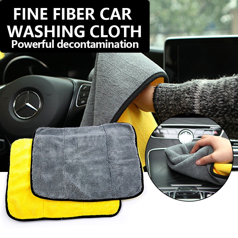 2pcs Kain Lap Mobil Microfiber Car Wipe cloth Universal Serba Guna Tebal Lap Motor Warna Kuning 30X30cm