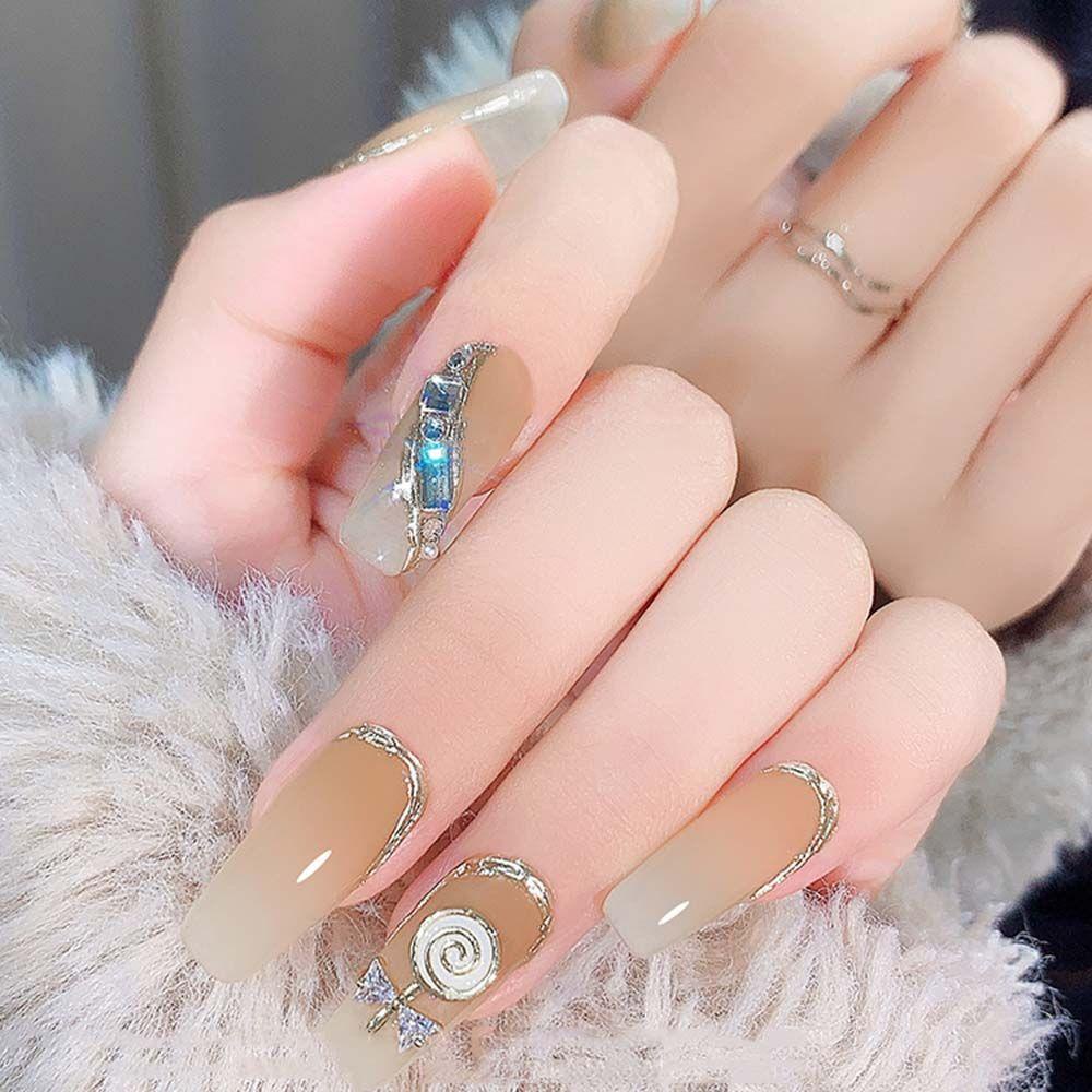 Rebuy Lollipop Kuku Berlian Imitasi Logam Temperamen Berlian Ornamen Flash Jepang Shiny DIY Nail Jewelry