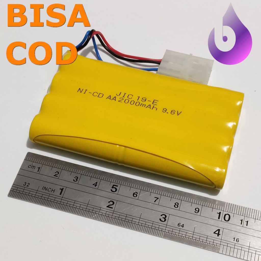 Baterai Ni-Cd RC AA 2000mAh 9.6V Model 3 Socket Putih isi 8