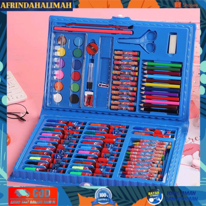 

{TERBARU} Stationery Set Pencil Crayon Cat Air Perlengkapan Sekolah Menggambar - Biru