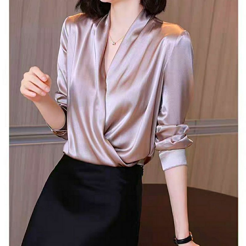 Ss (BX) Blouse Wrap Silky Vintage Lengan Panjang 3720A