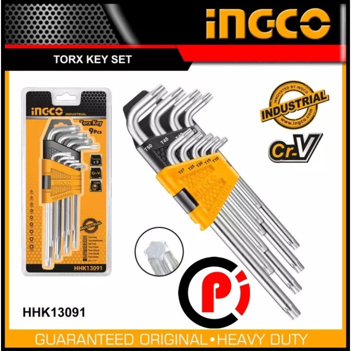 INGCO Indrustrial Kunci L Bintang 6 atau Torx Key 9 In 1 T10 sd T50