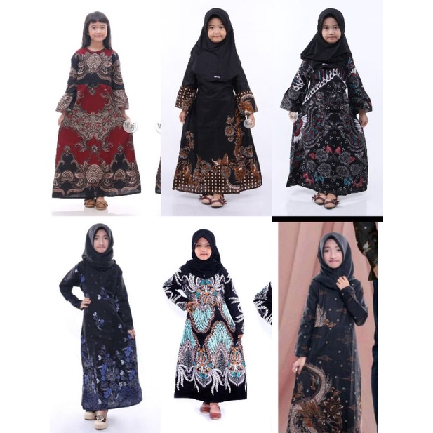 Gamis baju batik anak cewe standar jumbo umur 1-12 tahunan