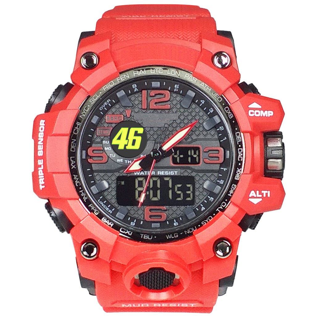 (Istimewa Bossque) Jam VALENTINO ROSSI 46 DT Full Merah (Exclusive)